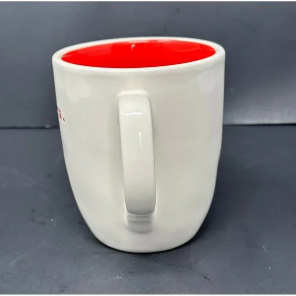RAE DUNN CHEER White Coffee Mug Typewriter Font Red Interior 20 oz Christmas - Picture 2 of 7